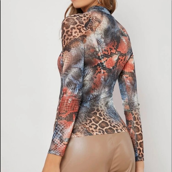 Woman’s Mesh Leopard Snakeskin Top - Picture 2 of 6
